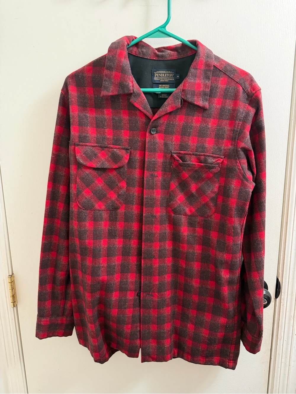 Pendleton Red & Black Buffalo Plaid Wool Shirt Jacket